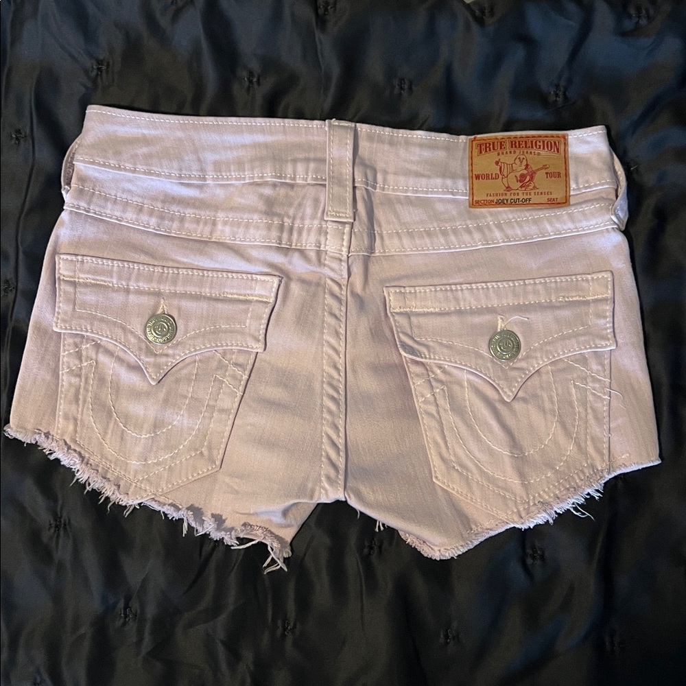 True Religion Women's Soft Pink/Lavender Jean Shorts